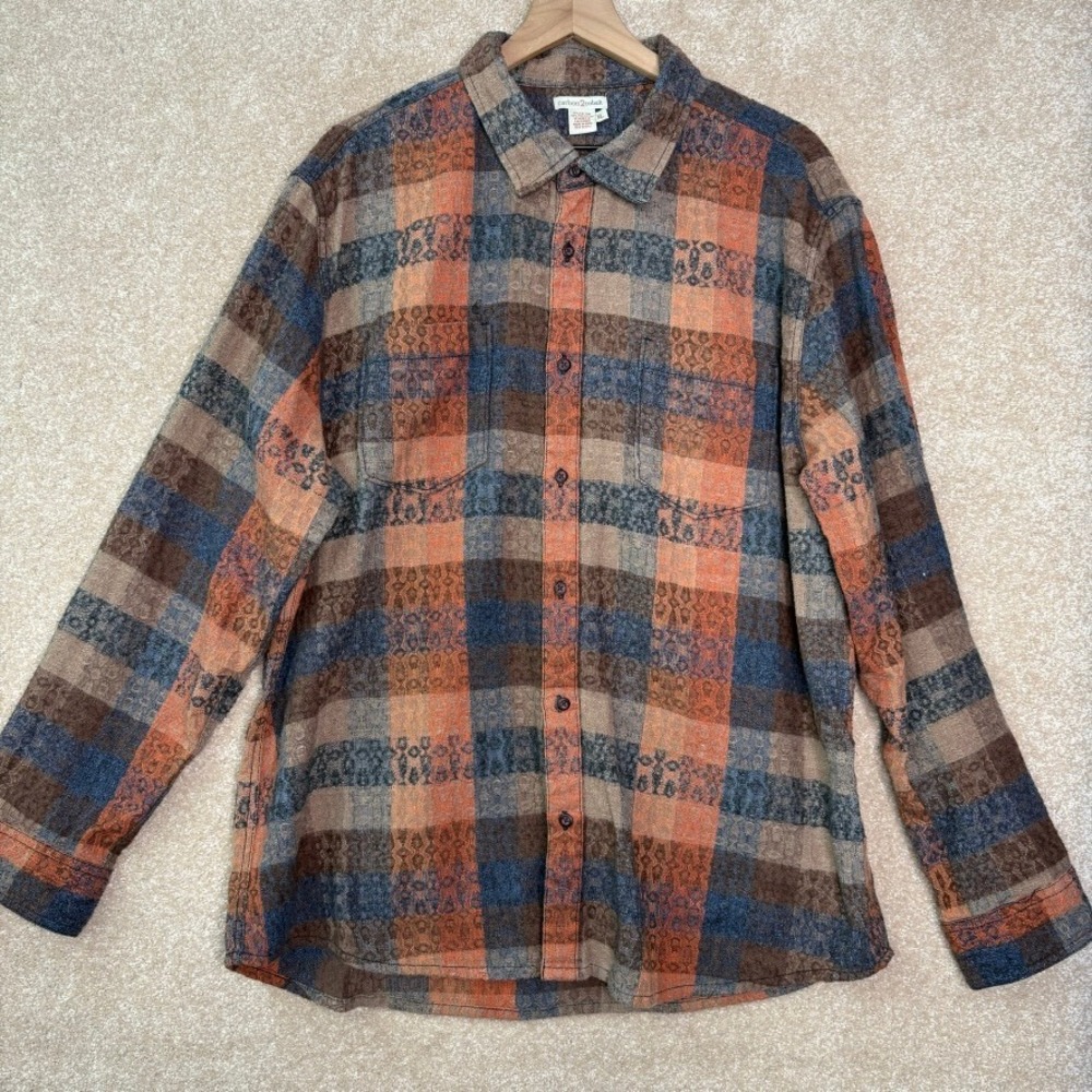 CARBON 2 COBALT Button Down Shirt Men's XL Plaid‎ Southwestern